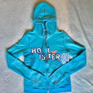 Hollister Vintage Blue Zip Up Hoodie L
